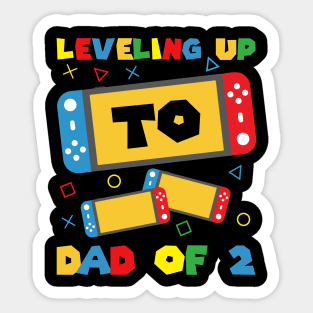 Leveling Up To Dad Of 2 Video Gamer Soon To Be Dad Gift For Boys Kids Men Sticker